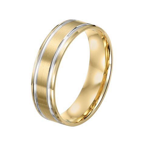 Ross-Simons - Men's 6mm 14kt Two-Tone Gold Wedding Band / Ring Size 10.5. For the gentleman who appreciates options, this sophisticated 6mm wedding ring is finely crafted in 14kt yellow gold with 14kt white gold stripes for a versatile mixed-metal look that pairs well with all of your daily accessories. Men's 14kt two-tone gold wedding band. Mens Wedding Rings Gold, Mens Wedding Bands Unique, Daily Accessories, Precious Gemstones Jewelry, The Gentleman, Rings Rings, Men's Wedding Ring, Dream Engagement, Dream Engagement Rings