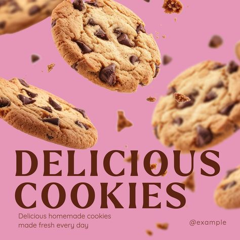 Delicious cookies Instagram post template, editable design | premium image by rawpixel.com / Aum Cookie Business Instagram Feed, Cookie Instagram Post, Cookies Instagram Feed, Bakery Post Ideas, Cookies Graphic Design, Cookies Poster Design, Cookies Marketing, Cookies Logo Design, Cookies Poster