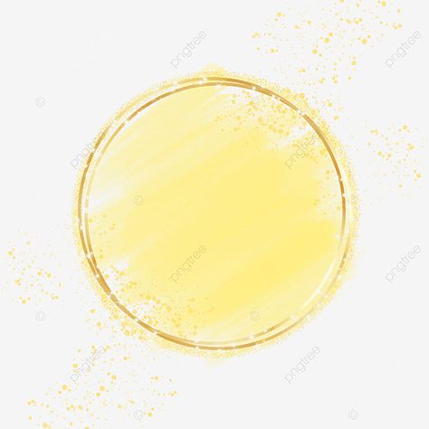 Golden Frame Png, Golden Circle Frame, Notion Library, Frame Circle, Sunflower Illustration, Logo Yellow, Yellow Watercolor, Rainbow Logo, Circle Frame