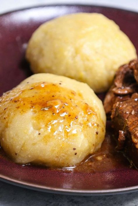 Fufu is a staple food in many countries in West Africa, Central Africa, and the Caribbean. Traditionally it can be made with starchy food like cassava, yams or plantains. This easy fufu recipe boils cassava and plantains first, and then blend them into a dough-like consistency. Finally, it’s shaped into small balls and served with soup, stew, or sauce. So satisfying and delicious! #African #sides #Vegetables Fou Fou Recipe, African Food For Kids, Fu Fu Recipe African, How To Make Fufu, Easy Fufu Recipe, Fufu Recipe Africans, African Fufu, Fufu Recipe, Afrikaans Recipes