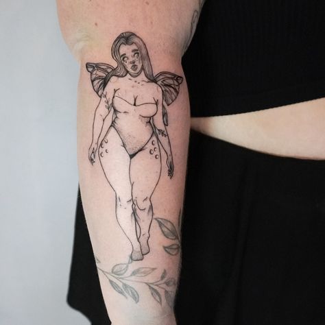 Plus Size Fairy Tattoo, Curvy Fairy Tattoo, Plus Size Tattoo Ideas, Jax Tattoo, Fat Tattoo, Plus Size Tattoo, Plus Size Tattoos, Tattoos 2024, Flash Ideas