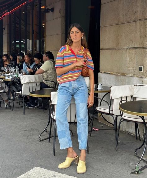 Portugese Girl Style, Portuguese Outfit Women, Vicmontanari Style, Lisbon Portugal Street Style, Vic Montanari Outfits, Colourful Work Outfits Women, Spring In Spain Outfits, Portuguese Fashion Street Styles, Portuguese Street Style