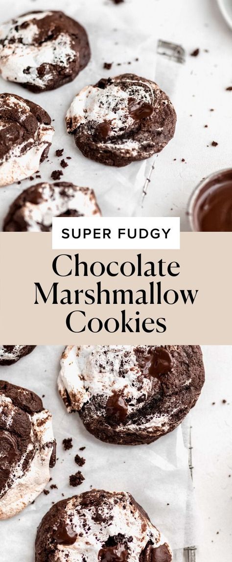 Bbq Dessert, Chocolate Marshmallow Cookies, Broma Bakery, Marshmallow Cookies, Chocolate Marshmallow, Double Chocolate Cookies, Chocolate Marshmallows, Marshmallow Fluff, Lost 100 Pounds