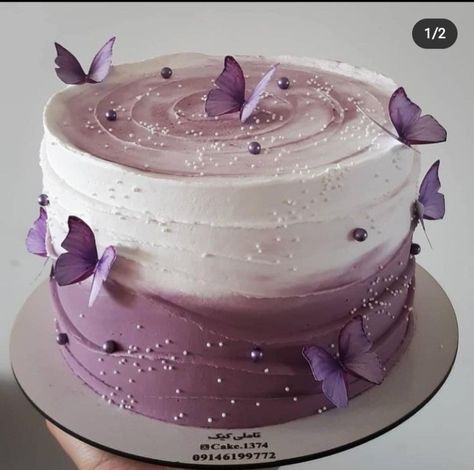 Butterfly Cake Ideas Birthdays, Pink Colour Cake, Lavender Birthday Cake, Birthday Cake And Flowers, Birthday Cake Butterfly, Butterfly Cake Design, Unique Birthday Cake Ideas, Pink Purple Cake, Butterfly Theme Cake