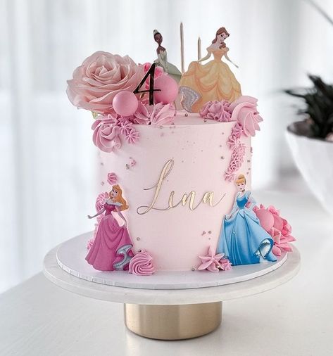 Princess Mini Cake, Princess Tier Cake, Princess Two Tier Cake, Princess Butterfly Cake, Fondant Princess Cake, Disney Princess Number Cake, Disney Princess 1st Birthday Party Ideas, Princess And Superhero Cake, Disney Princess Cake Ideas Simple