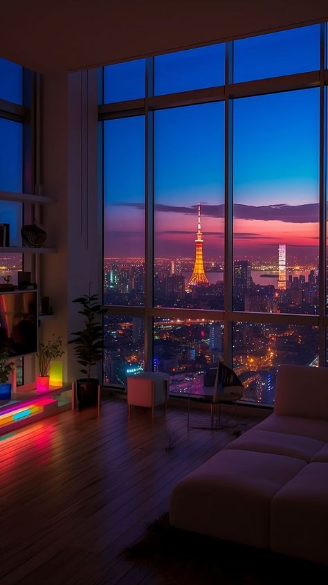 Aesthetic Wallpaper Apartment, Tokyo Room Aesthetic, Room Background Aesthetic, Tokyo City Wallpaper, Neo Tokyo Aesthetic, Tokyo Apartment Aesthetic, Tokyo Apartment Interior, Tokyo Bedroom, Cyberpunk House Interior