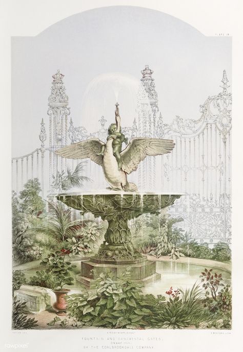 Vintage Fountain, Free Illustration Images, Golden Gate Park, Industrial Art, New York Public Library, Print Wallpaper, Golden Gate Bridge, 그림 그리기, Public Library