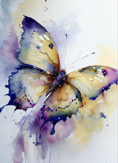 Butterfly Art Painting, Beautiful Butterflies Art, Diy Watercolor Painting, Watercolor Projects, Watercolor Flower Art, 수채화 그림, Butterfly Painting, Lukisan Cat Air, Watercolor Paintings Tutorials