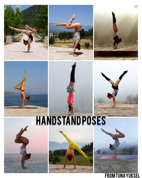 Different Types Of Handstands, Cool Headstand Poses, Cool Handstand Poses, Types Of Handstands, Handstand Pose Reference, Hand Stand Poses, Handstand Pictures, Handstand Yoga Poses, Handstand Variations