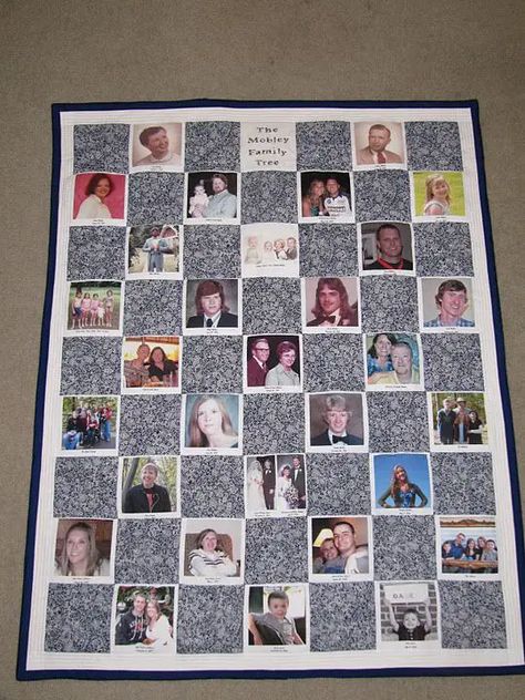 33 Amazing Photo Quilt Patterns & Ideas Family Tree Quilt, Family Tree Photo, Photo Quilts, Keepsake Quilting, Tree Photo, Wedding Quilt, Tshirt Quilt, Picture Quilts, Patchwork Quilt Patterns