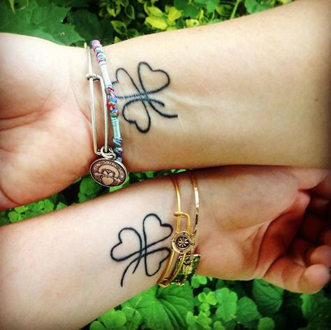 Mother-Daughter Tattoos Mom Daughter Tattoos, Sunflower Tattoo Small, Clover Tattoos, Mother Daughter Tattoos, Sunflower Tattoo, Tattoos For Daughters, Sister Tattoos, Disney Tattoos, Matching Tattoos