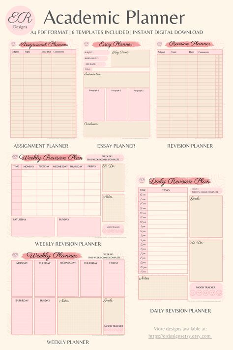 Digital/Printable Academic Planner - Ice Cream | Weekly Printable Planner By Annetta Situ | #planner #design #editable #canva #custom Editable Canva personal planner templates to create printable and digital planners. Edit the templates on Canva. Daily Planner Ideas Student, Study Plan Aesthetic, Student Daily Planner Template, Aesthetic Study Planner Template, Study Notes English, Weekly Study Planner Template, Study Weekly Planner, Checklist Template Aesthetic, Exam Revision Planner