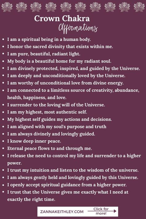 How To Heal Crown Chakra, Connection To Self, Highest Self Affirmations, Connection Affirmations, Open Crown Chakra, Divine Affirmations, Chakra Journal, Power Affirmations, Chakra Opening