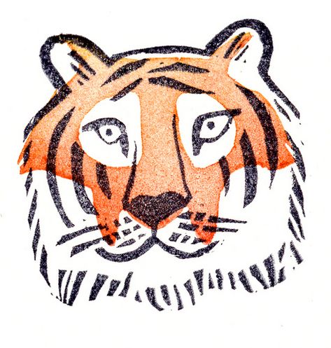 tijger | hier houd ik van | Flickr Art Tigre, Tiger Illustration, Tiger Art, Art Et Illustration, Arte Animal, Lino Print, Animal Illustration, Linocut, Cat Art