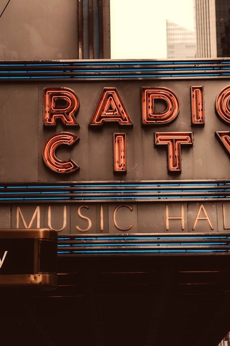 Hotel Signage, Creative Pizza, Secret Bar, Lost Luggage, City Sign, Vintage Neon Signs, Radio City Music Hall, Branding Mood Board, Radio City