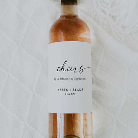 $7.25 | Modern Script Cheers Wedding Wine Labels #rustic wedding reception toast, modern rehearsal dinner cheers, elegant bachelorette party, fancy contemporary script engagement, minimal basic simplistic pretty glam, classy minimalist romantic boho autumn, simple monochrome whimsical handwritten, spring summer bohemian typography k500, fall winter unique industrial lettering, classic luxury black white calligraphy Elegant Bachelorette Party, Customised Wine Bottles, Olive Green Wedding, Minimalist Wedding Reception, Wedding Bottle Labels, Wine Bottle Stickers, Olive Green Weddings, Personalized Wine Bottles, Wedding Wine Bottles