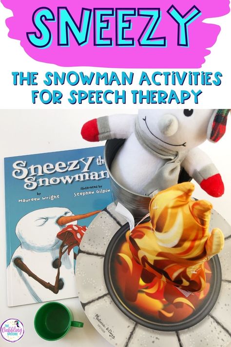 If you love doing a snowman theme, you need to check out this book! Sneezy the Snowman has LOTS of great language and ways to use in your literacy-based speech therapy sessions. Sneezy The Snowman Activities, The Snowman Activities, Snowman Activities, Sneezy The Snowman, Christmas Speech Therapy, Activities For Speech Therapy, Winter Speech Therapy, Snowman Theme, Snowmen Activities