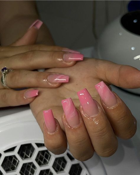 Pink nail inspo Pink Nails Ideas Medium, Acrylic Nails Pretty Pink, Ombre Nails Holiday, Pink Nails Coffin Design, Nail Ideas Gel Pink, Pink Ombre Nails French Tips, Summer Nails Pink Ombre, Natural Pink Acrylic Nails Design, Neutral Pink Nails With Design