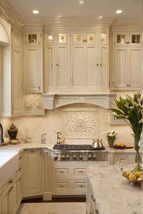 Irish cream kitchen cabinets