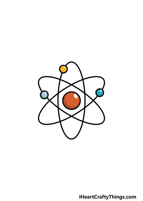 How to Draw An Atom – A Step by Step Guide Atoms Picture, Atom Drawing Science, Cute Science Drawings, Physics Painting Ideas, Science Cute Drawings, Chemistry Related Drawings, Physics Drawing Ideas, Physics Art Draw, Science Paintings