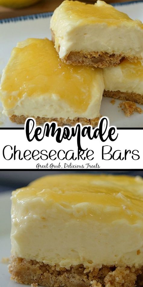 Lemonade Cheesecake Bars Lemonade Cheesecake, Lemonade Pie Recipe, Baking Tricks, Desert Bars, Lemon Glaze Recipe, Popular Desserts Recipes, Lemon Cheesecake Bars, Fruit Bars, Pies Recipes