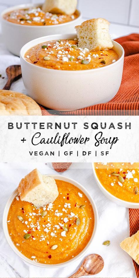 Healthy Soup With Quinoa, Cauliflower And Butternut Squash Soup, Butternut Cauliflower Soup, Butternut And Cauliflower Soup, Squash And Cauliflower Soup, Squash Cauliflower Soup, Butternut Squash And Vegetable Soup, Butternut Squash Soup Vegetarian, Zupas Wisconsin Cauliflower Soup