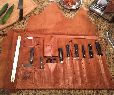 Leather Knife Roll, Chef Knife Bags, Leather Tool Roll, Leather Glue, Knife Bag, Knife Roll, Case Knives, Leather Roll, Knife Design