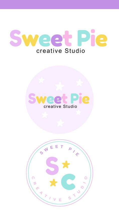 Pastel Logo Design, Watermark Template, Pastel Logo, Kids Branding Design, Code Video, Logo Submark, Template Pastel, Template Color, Canva Logo