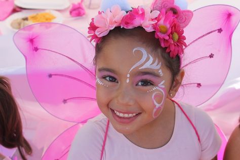 Love the face paint! Woodland Fairy Cake, Fairy Birthday Party Ideas, Fairy Face Paint, Fairy Princess Party, Birthday Fairy, Girl Face Painting, Fairy Tea Parties, Princess Tea Party, Face Painting Easy