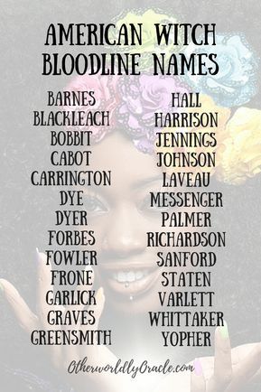 Witch Bloodline Names Database: American Witches Names Of Witches, Witch Bloodline Surnames, Witchy Last Names, Witch Bloodline Names, Ancestral Witchcraft, Surnames Ideas, American Names, Art Names, Comics Sketch