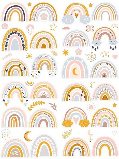 PRICES MAY VARY. Set of 24 rainbow stickers featuring a unique bohemian design Perfect for renters or anyone who likes to switch up their space frequently- easy to apply and remove without damaging surfaces Ideal for adding a pop of soft color and personality to any room Complements any decor style, from boho to modern and everything in between Can be applied to any smooth surface such as walls, windows, or doors Great for adding a fun and stylish touch to your home, office, child's room, or dor Dorm Room Themes, Waterslide Images, Decorating Water Bottles, Boho Rainbow Wall, Girls Wall Stickers, Rainbow Cartoon, Modern Rainbow, Rainbow Room, Stickers Design