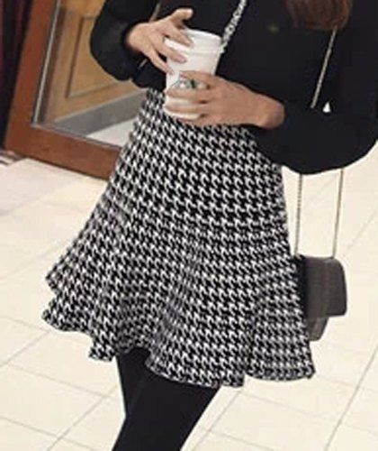 Trendy Style Houndstooth High-Waisted A-Line Women's Skirt Houndstooth Skirt Outfit, Skirts Knee Length, Tennis Wear, Preppy Fashion, High Waisted Skirts, Fluffy Skirt, Houndstooth Skirt, Skirts For Women, Winter Fits