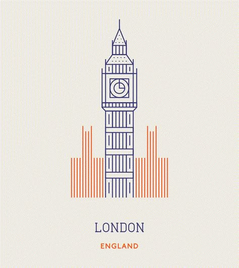 London - England Big Ben Illustration, London Illustration, London Icons, London Logo, City Icon, Travel Icon, Famous Landmarks, Line Icon, Design Graphique