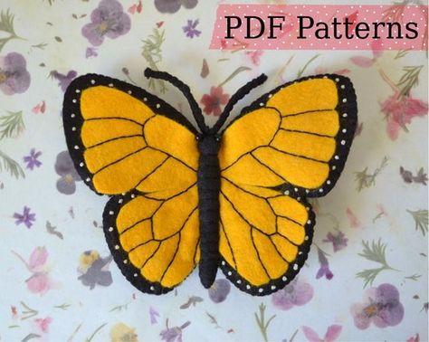 Check out this item in my Etsy shop https://www.etsy.com/listing/608972340/felt-butterfly-pdf-patterns-and Felt Butterflies Pattern, Felt Butterfly, Felt Animal Patterns, Butterfly Ornaments, Handmade Plushies, Felt Embroidery, Easy Sewing Patterns, Fabric Projects, Monarch Butterfly