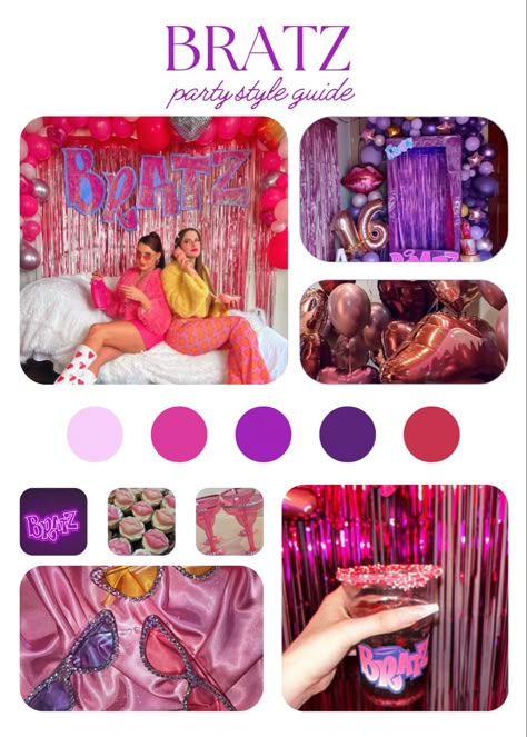 Bratz Aesthetic Decor, Bratz Birthday Party Ideas Decoration, Brats Birthday Theme, Bratz Bachelorette Party, Bratz Party Theme, Best Y2k Outfits, Bratz Party Decorations, Bratz Themed Birthday Party, Bratz Birthday Party