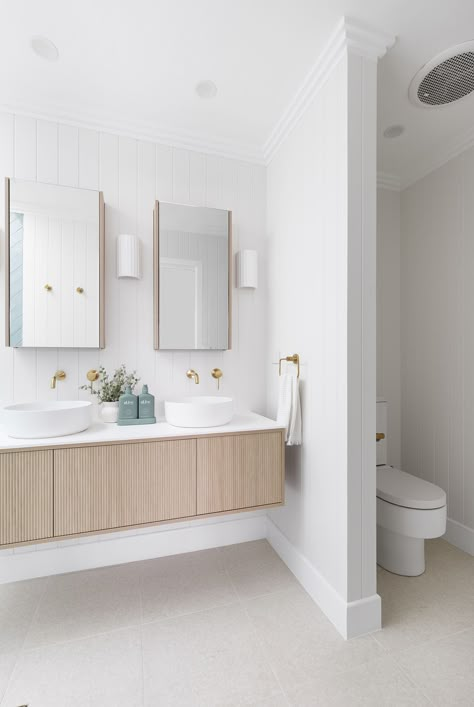 Renovation @FrontPorchProperties1 & @thebluespace ADP Clifton vanity ADP Muse mirrored cabinets ADP Margot basins Above Counter Basin, 900mm Vanity, Maximise Storage, Studio Bathroom, Muji Style, Counter Basin, Ideal Bathrooms, Coastal Bathrooms, Ensuite Bathroom