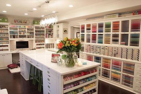 Dream Craft Room, Craft Room Design, Quilting Room, Scrapbook Room, Office Crafts, Hobby Room, Craft Room Storage, Craft Room Office, Paper Storage