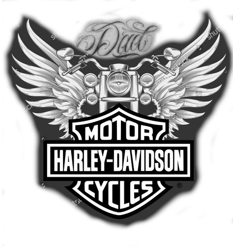 Harley Davidson Shield Tattoo, Harley Davidson Angel Wings, Harley Davidson Symbol Tattoo, Motorcycle Angel Wings Tattoo, Biker Memorial Tattoo, Harley Davidson Memorial Tattoos, Harley Tattoos For Women, Harley Tattoo For Men, Motorcycle Memorial Tattoo