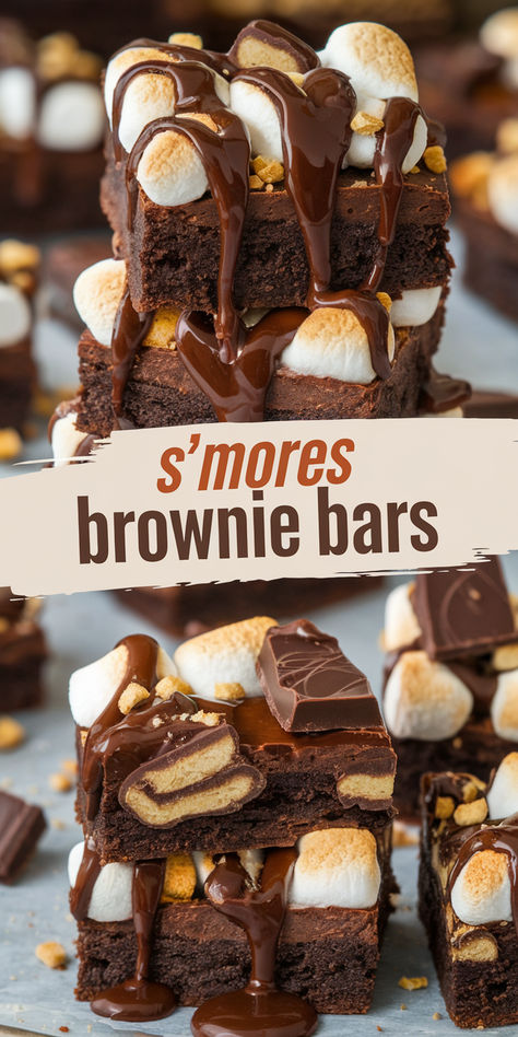 These S'mores Brownie Bars are the perfect combo of fudgy brownies, graham crackers, and toasted marshmallows! #SmoreBrownieBars #BrownieBars #SmoresDessert #EasyDessertRecipe #CampfireDesserts #ChocolateDessert #IndulgentTreat #SummerDesserts #FudgyBrownies #GooeySweets Best S’mores Brownies, S’more Brownie Bars, S’more Brownies, Brownie Bar Party Ideas, Smores Bars Recipe, Sticky Dates, Smores Bar Recipe, Marshmallow Brownies, Smores Brownies