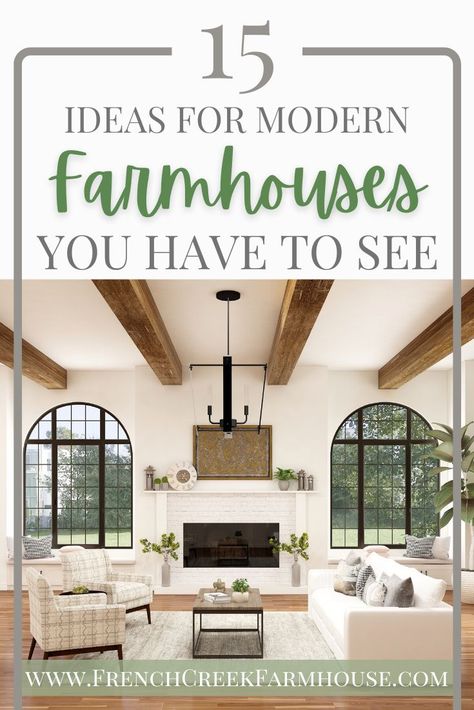 Large Wall Decor Modern Farmhouse, Modern Farmhouse French Country, Modern Farmhouse Living Room And Kitchen, Modern Farm Style House Interior, Updated Modern Farmhouse, Modern Farmhouse Astethic, Classic Farmhouse Interior Design, Modern French Farmhouse Style, Modern French Farmhouse Living Room