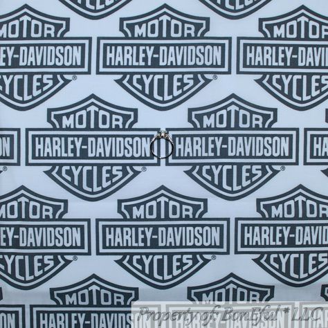 Harley Davidson Fabric, Diy Backless, Harley Davidson Stickers, White Harley Davidson, Beer Tent, Grey Bar, Orange Quilt, Motorcycle Decor, Harley Davidson Logo