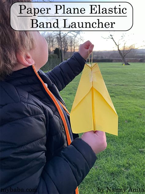 Paper Plane Elastic Band Launcher | Nanny Anita | My Baba Transport Eyfs, Things To Do Inside, Plane Games, Wonder Weeks, Screen Free Activities, School Things, Boredom Busters, Paper Plane, Stem Activities