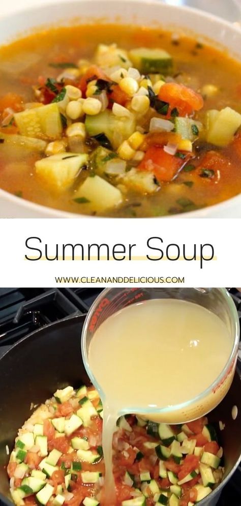 Zucchini And Tomato, Harvest Soup, Summer Soup Recipes, Corn Zucchini, Veggie Broth, Summer Soup, Summer Harvest, Veggie Soup, Vegetarian Soup