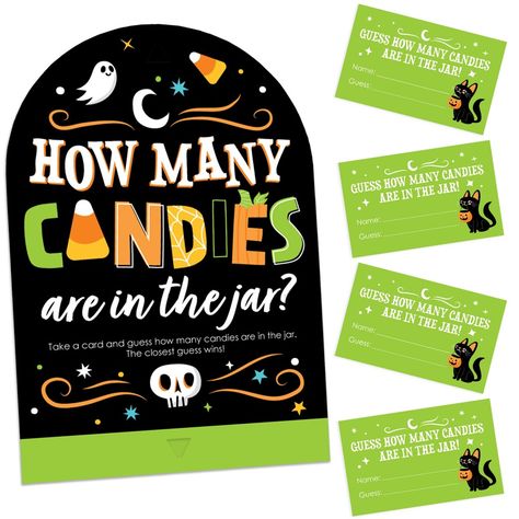 Candy Guessing Game, Kids Halloween Party, Bowling Games, Halloween Supplies, Kids Candy, Halloween Party Games, Candy Cards, Guessing Games, Halloween Games