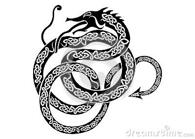 Jörmungandr Norse Dragon also known as the Midgard serpent Norse Snake Tattoo, Viking Serpent Tattoo, Jormungandr Tattoo Norse Mythology, Jormungandr Tattoo Design, Midgard Serpent Tattoo, Jormungandr Art, Jormungandr Tattoo, Rune Vichinghe, Norse Dragon