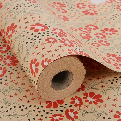 PRICES MAY VARY. Design - floral wrapping paper with 4 flowers design, including sunflower, red flower, vintage floral, all occasion gift wrap paper. Size - floral wrapping paper roll, which measures 17 inch wide and 60 feet long, no creases, great to wrap small gifts. Material - made by premium 80 GSM kraft paper, thick and recyclable, environment-friendly, no creases, no tear or rip. Reversible Wrapping Paper - one side is floral patterns, the other side is rustic brown kraft colors, use it ac Sustainable Gift Wrapping, Birthday 17, Sustainable Gift Wrap, Kraft Paper Wrapping, Floral Wrapping Paper, Aesthetic Gift, Gift Wrap Paper, Creative Gift Wrapping, Boho Flowers