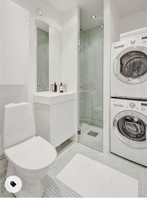 Bathroom Laundry Room Combo, Laundry Bathroom Combo, Laundry Room Bathroom Combo, Shower Design Ideas, Mini Bad, Curtains Bathroom, Basement Laundry Room, Diy Bathroom Storage, Laundry Room Bathroom