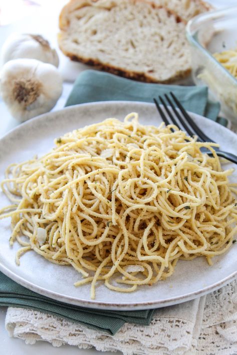 Olive Oil Pasta | Baking You Happier Olive Oil Based Pasta, Oil Based Pasta, Oil Pasta, Vegetarian Spaghetti, Vegetarian Meatballs, Chickpea Patties, Olive Oil Pasta, Vegetarian Italian, Vegetarian Chicken