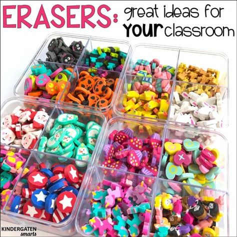 Ideas on how to use those super cute mini erasers from Target in your classroom! School Diy Ideas, Chemical Equations, Classroom Kindergarten, Mini Erasers, Morning Tubs, Math Manipulatives, Teacher Organization, Classroom Setup, First Grade Math