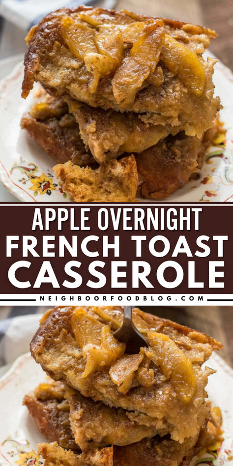 Looking for more homemade treats for Mother's Day? This Apple Overnight French Toast Casserole starts with baked French toast with cinnamon-spiced bread layered on top of apple slices. Add this breakfast casserole to your Mother's Day brunch ideas! Overnight Cinnamon Apple French Toast, Overnight French Toast Casserole With Apples, Overnight Apple French Toast Casserole, Apple French Toast Bake Overnight, Apple Pie French Toast Casserole, Apple French Toast Casserole Overnight, Apple French Toast Bake, Spiced Bread, Apple French Toast Casserole